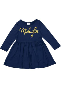 Toddler Navy Blue Michigan Wolverines Primary Logo Long Sleeve Dress