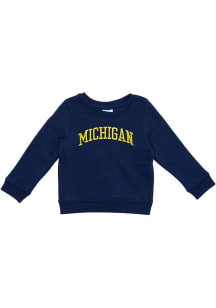 Toddler Navy Blue Michigan Wolverines Primary Logo Long Sleeve Crew T Shirt