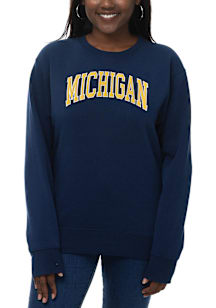 Michigan Wolverines Womens Blue Sport Fleece Crew Sweatshirt