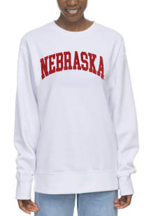 Womens White Nebraska Cornhuskers Sport Fleece Crew Sweatshirt