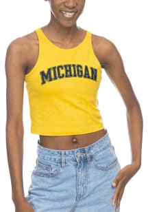 Womens Gold Michigan Wolverines First Down Tank Top