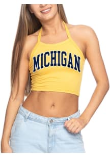 Womens Gold Michigan Wolverines Halter Tank Top