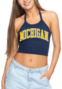 Womens Navy Blue Michigan Wolverines Halter Tank Top