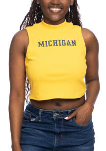 Womens Gold Michigan Wolverines Mock Tank Top