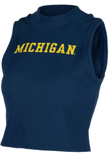 Womens Navy Blue Michigan Wolverines Mock Tank Top