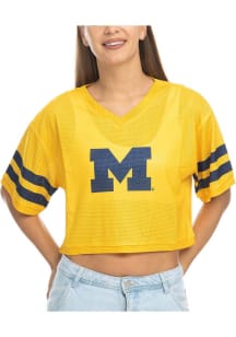 Womens Gold Michigan Wolverines Mesh Jersey Fashion Football