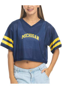 Womens Navy Blue Michigan Wolverines Mesh Jersey Fashion Football