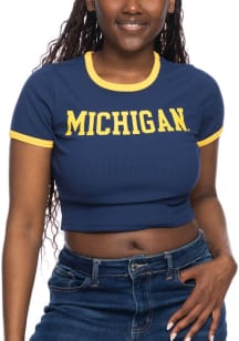 Michigan Wolverines Ringer Short Sleeve T-Shirt - Navy Blue