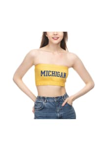 Womens Gold Michigan Wolverines Wordmark Tank Top