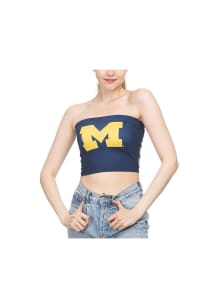 Womens Navy Blue Michigan Wolverines Logo Tube Tank Top