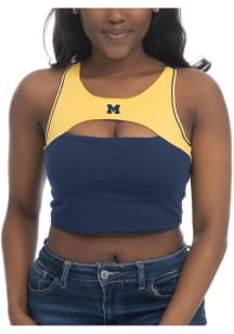 Womens Navy Blue Michigan Wolverines Peek-A-Boo Tank Top