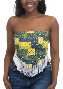 Womens Navy Blue Michigan Wolverines Bandana Fringe Tank Top