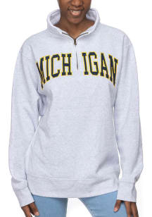 Womens Ash Michigan Wolverines Sport Qtr Zip