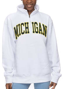 Womens White Michigan Wolverines Sport Qtr Zip
