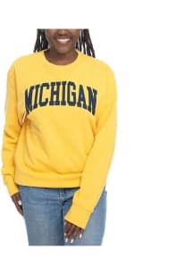 Womens Gold Michigan Wolverines Sport Design Crew Sweatshirt