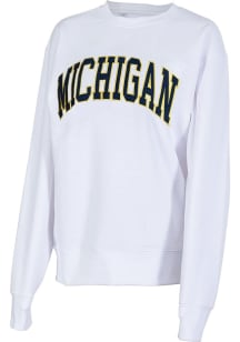 Womens White Michigan Wolverines Sport Crew Sweatshirt