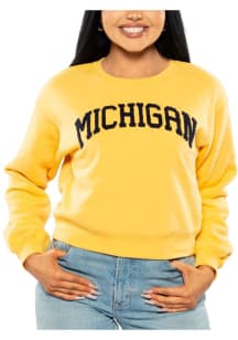 Womens Gold Michigan Wolverines Sport Crew Sweatshirt