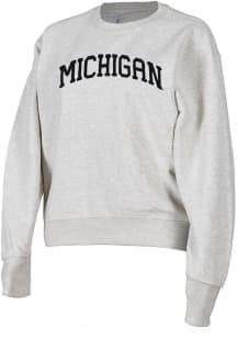 Womens Oatmeal Michigan Wolverines Sport Crew Sweatshirt