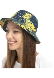 Michigan Wolverines Navy Blue Paisley Patchwork Mens Bucket Hat