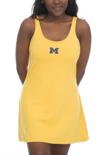 Womens Gold Michigan Wolverines Sport Short Sleeve Dress