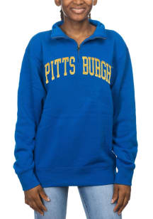 Womens Blue Pitt Panthers Sport Fleece Qtr Zip