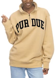 Womens Tan Purdue Boilermakers Sport Fleece Qtr Zip