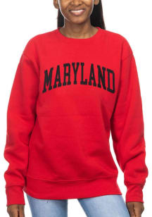 Womens Red Maryland Terrapins Sport Fleece Crew Sweatshirt