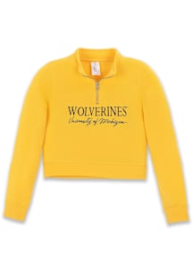 Michigan Wolverines Girls Gold Crop LS Tops Qtr Zip