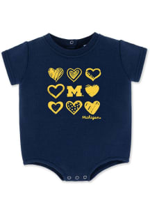 Baby Blue Michigan Wolverines Fleece Bubble Short Sleeve One Piece