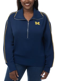 Womens Blue Michigan Wolverines Traditions Qtr Zip