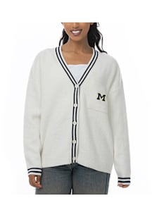 Michigan Wolverines Womens White Victory Long Sleeve Cardigan