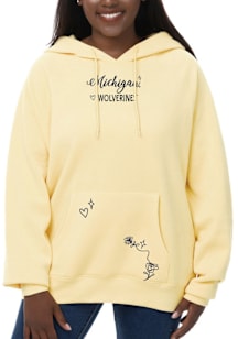 Michigan Wolverines Womens Yellow Doodles Hooded Sweatshirt