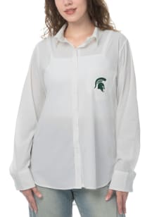 Womens White Michigan State Spartans Victory Long Sleeve Dress Shirt