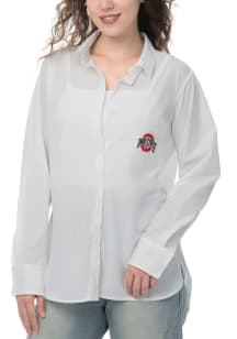 Womens White Ohio State Buckeyes Victory Long Sleeve Dress Shirt
