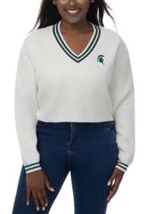 Womens White Michigan State Spartans Victory Long Sleeve Sweater
