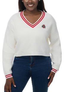 Womens White Ohio State Buckeyes Victory Long Sleeve Sweater