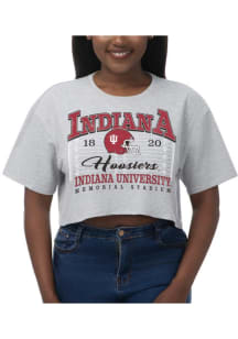 Indiana Hoosiers Boxy Crop Short Sleeve T-Shirt - Ash
