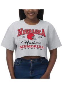 Nebraska Cornhuskers Boxy Crop Short Sleeve T-Shirt - Ash