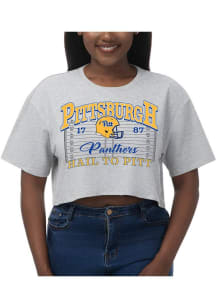 Pitt Panthers Boxy Crop Short Sleeve T-Shirt - Ash