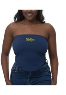 Womens Blue Michigan Wolverines Ruched Tank Top