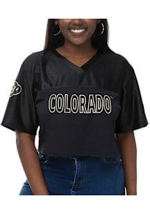 Colorado Buffaloes Womens Sideline Cropped Fashion Football Jersey - Black