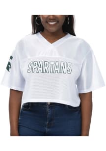 Womens White Michigan State Spartans Sideline Cropped Jersey Fashion Football
