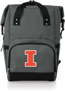 Picnic Time Illinois Fighting Illini Grey Roll Top Cooler Backpack