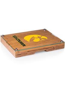 Iowa Hawkeyes Brown Picnic Time Concerto Tool Set and Glass Top Cheese Serving Tray