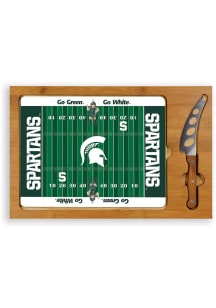 Michigan State Spartans Brown Picnic Time Icon Glass Top Kitchen Cutting Board