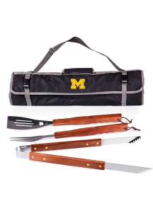 Michigan Wolverines 3 Piece Tote BBQ Tool Set