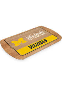 Michigan Wolverines Brown Picnic Time Billboard Glass Top Serving Tray