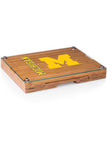 Michigan Wolverines Brown Picnic Time Concerto Tool Set and Glass Top Cheese Serving Tray