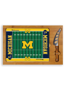 Michigan Wolverines Brown Picnic Time Icon Football Glass Top Kitchen Cutting Board