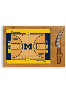 Michigan Wolverines Brown Picnic Time Icon Basketball Glass Top Kitchen Cutting Board